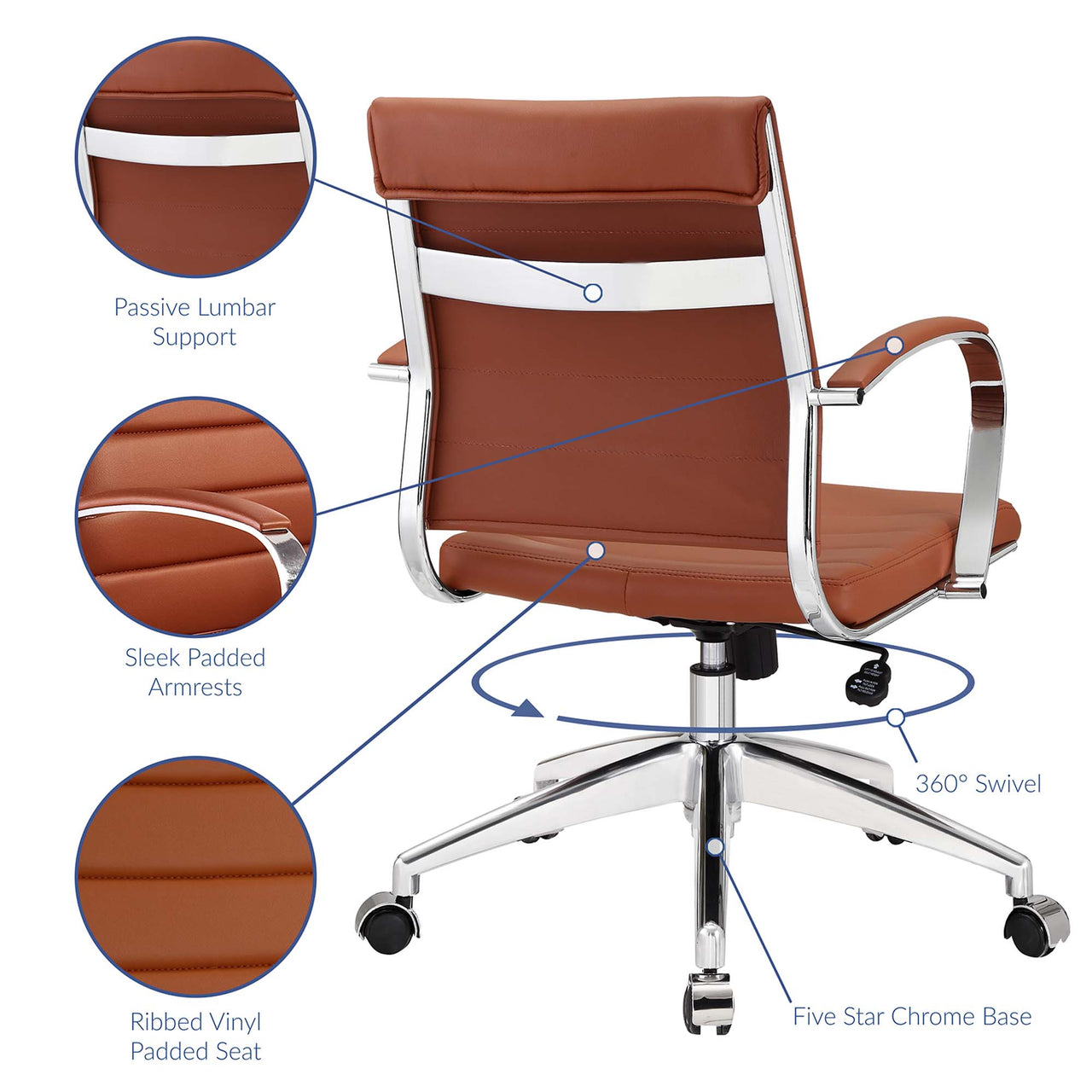 Office Flex Mid Back Office Chair, Terracotta