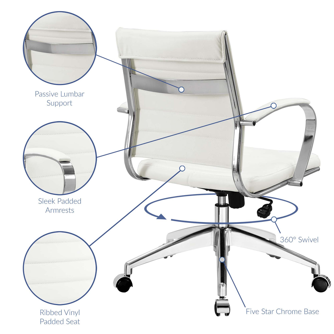 Office Flex Mid Back Office Chair, White