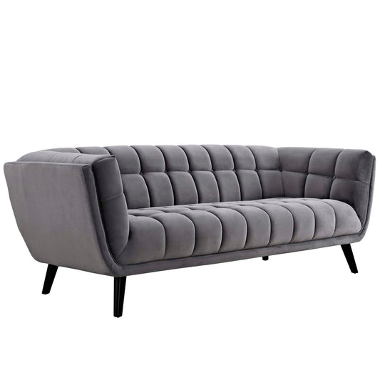 Caress Velvet Sofa, Gray