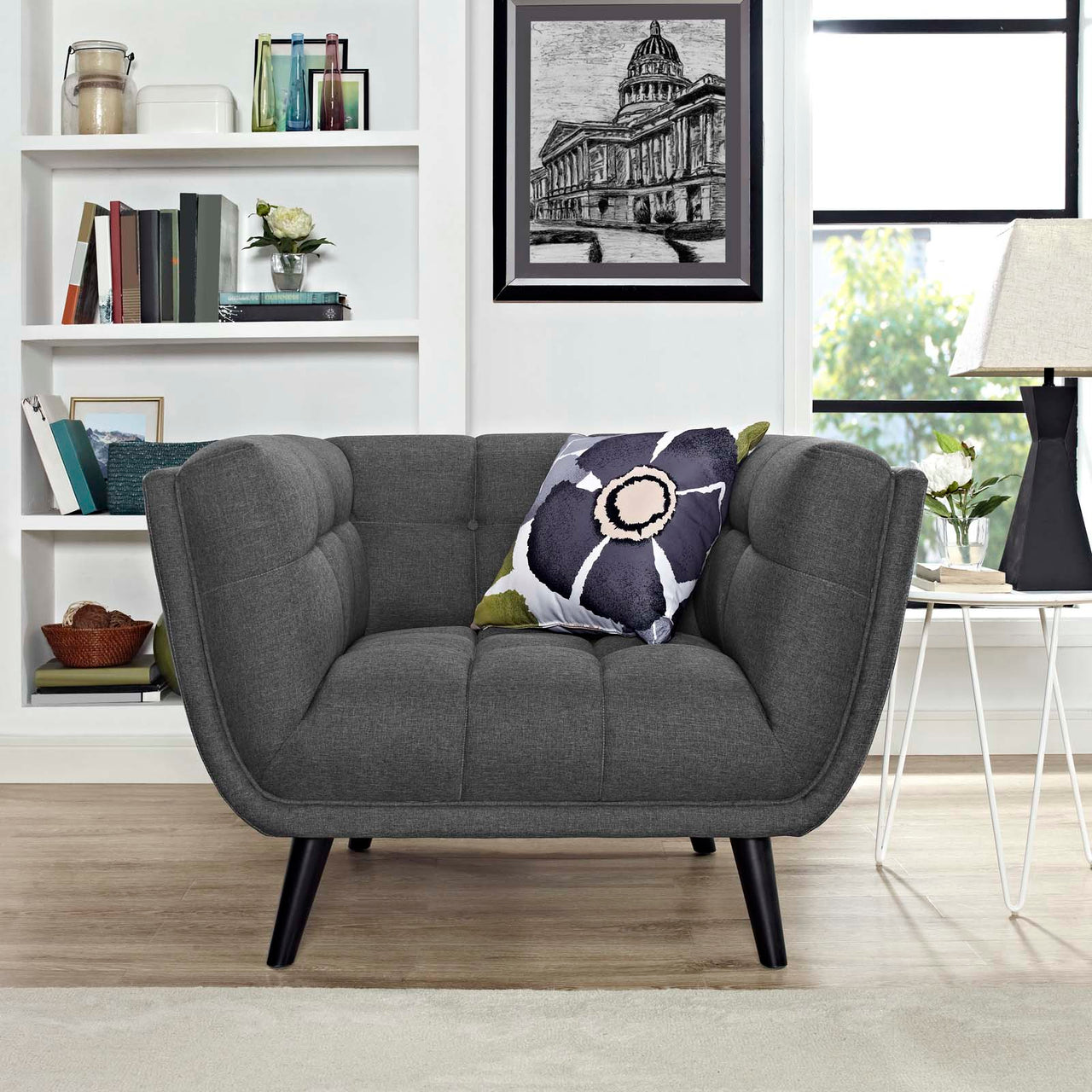 Caress Fabric Armchair, Gray