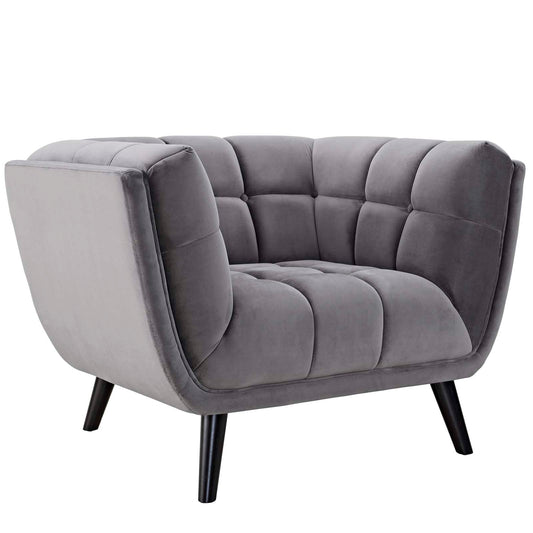 Caress Velvet Armchair, Gray