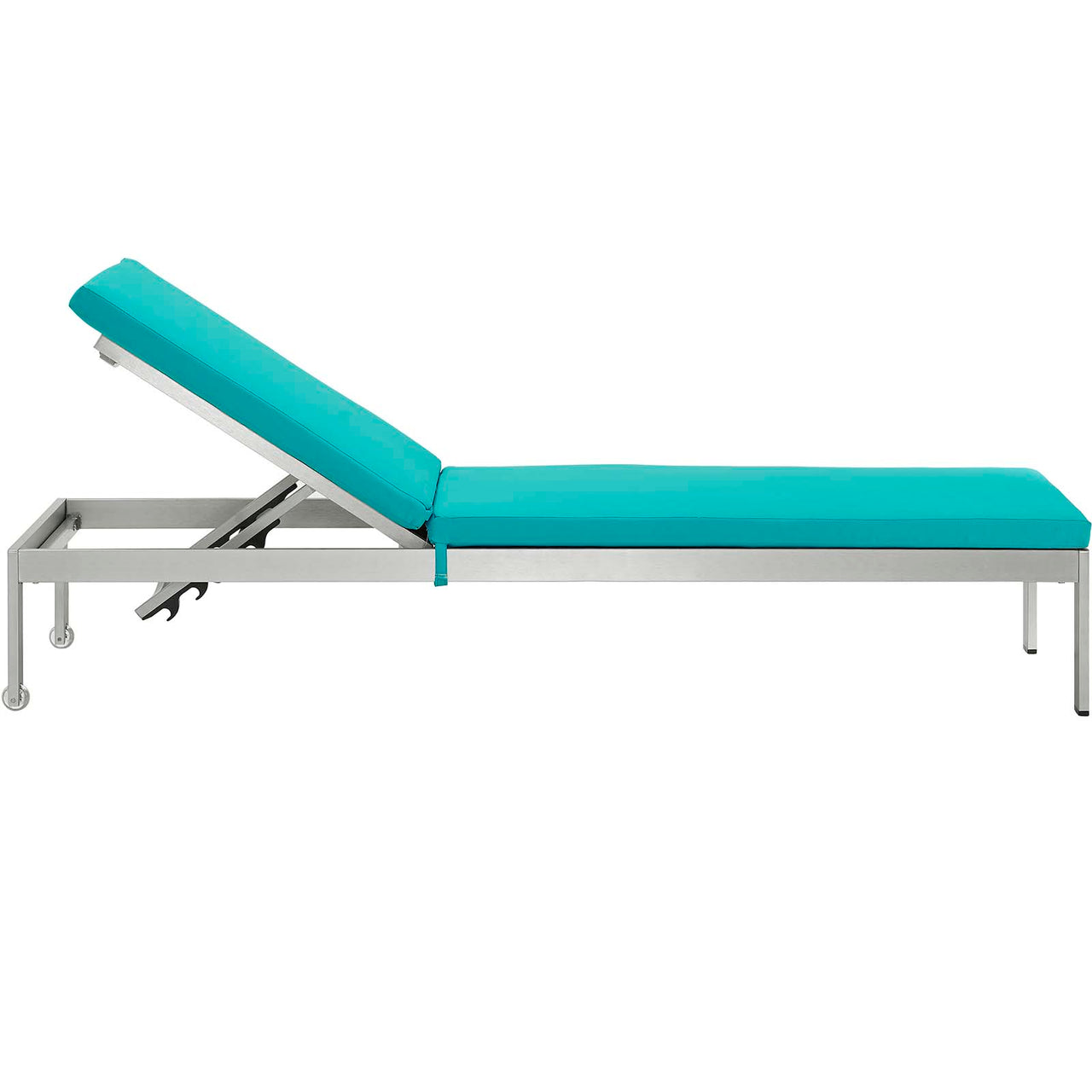 Shorea 3-Piece Alfresco Chaise with Cushions, Silver & Turquoise