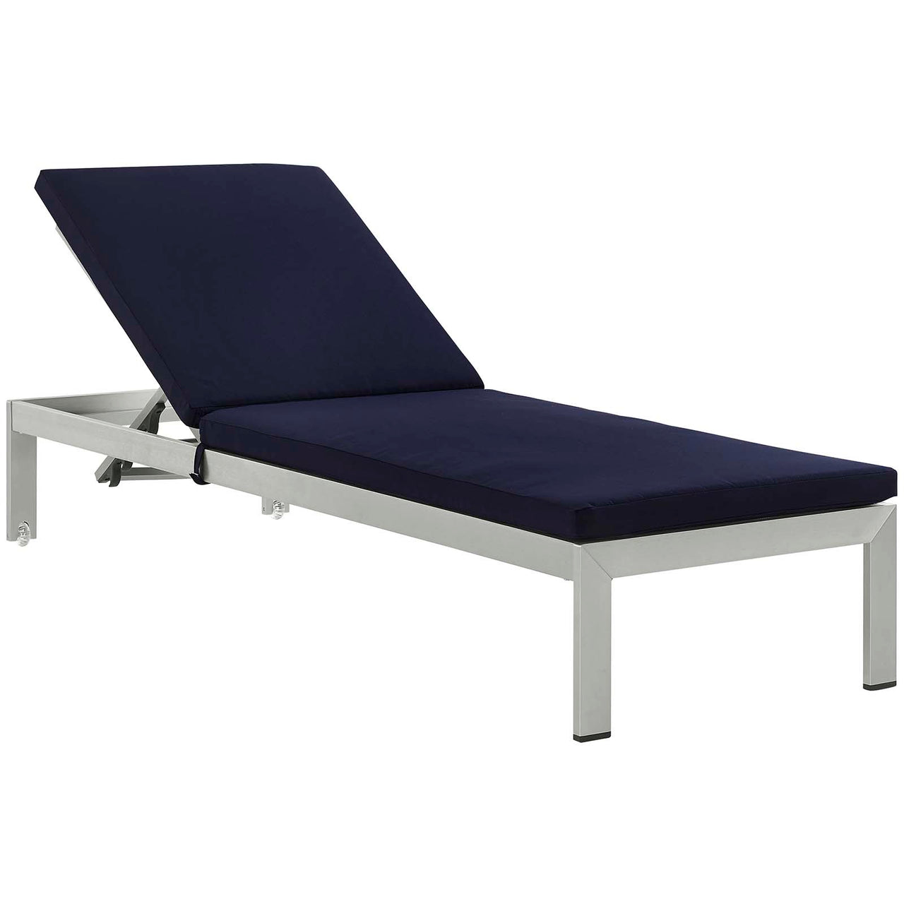 Shorea Alfresco Chaise with Cushions Set of 2, Silver & Navy