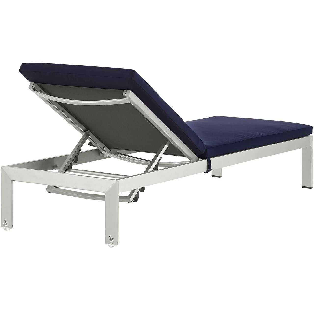 Shorea Alfresco Chaise with Cushions Set of 6, Silver & Navy