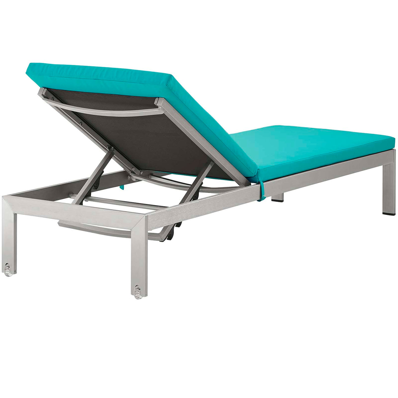 Shorea Alfresco Chaise with Cushions Set of 6, Silver & Turquoise
