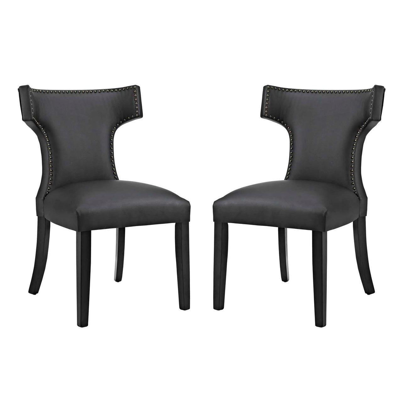 Vela Eco-Leather Dining Chair Set of 2, Black