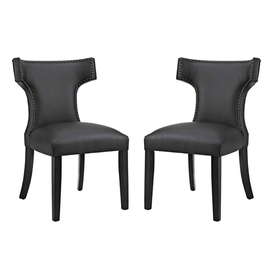 Vela Eco-Leather Dining Chair Set of 2, Black