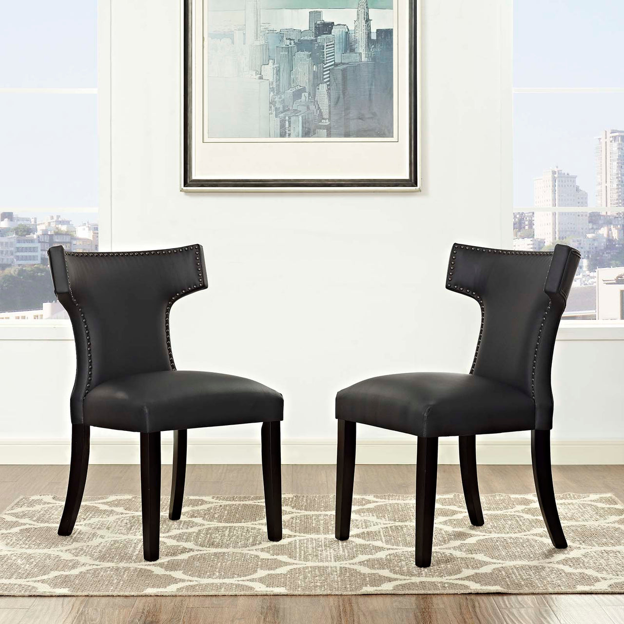 Vela Eco-Leather Dining Chair Set of 2, Black