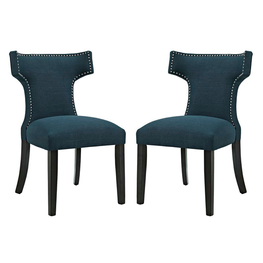 Vela Fabric Dining Chair Set of 2, Azure