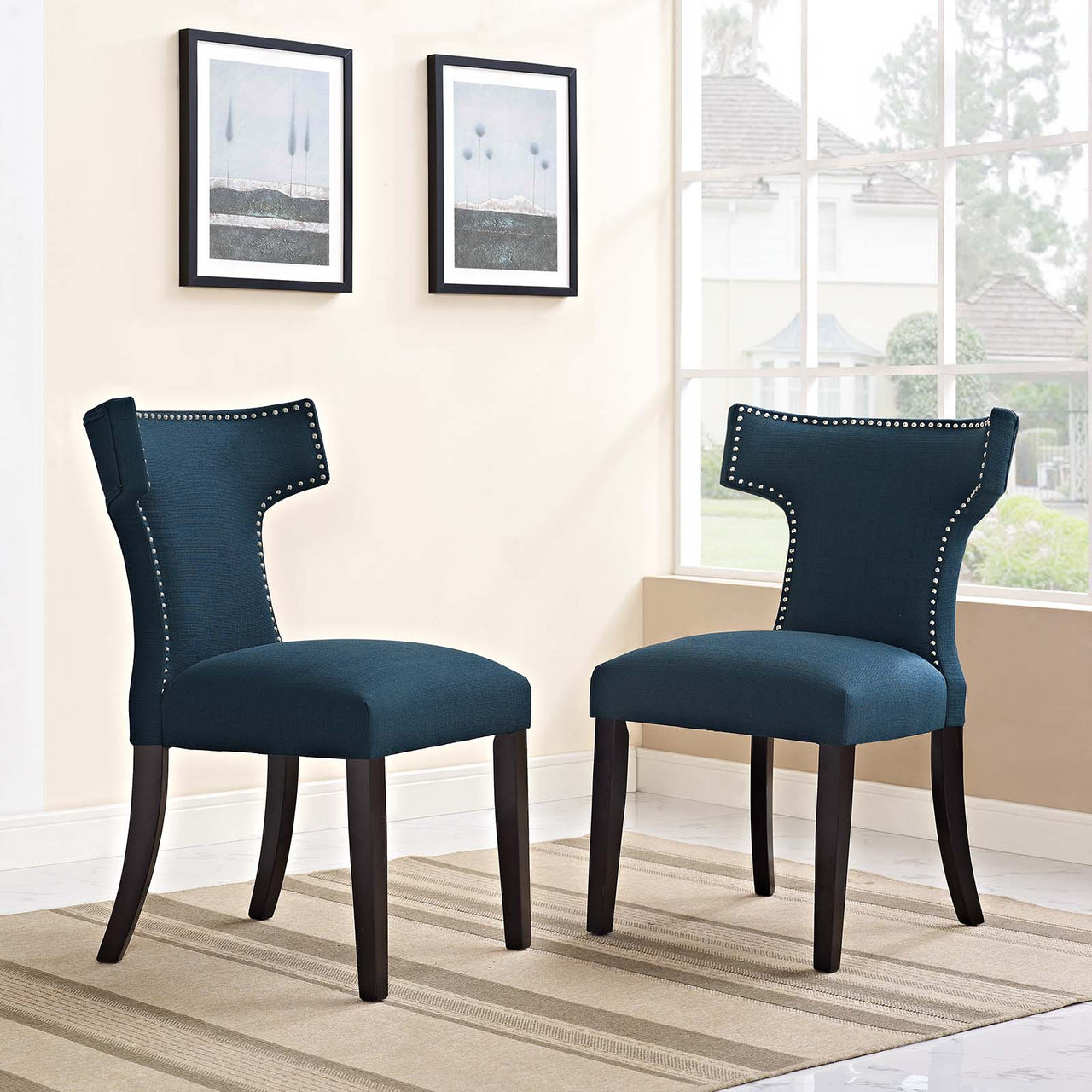 Vela Fabric Dining Chair Set of 2, Azure