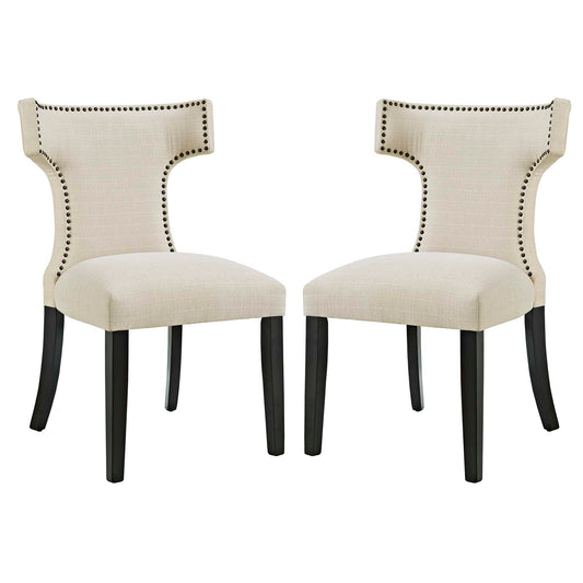 Vela Fabric Dining Chair Set of 2, Beige