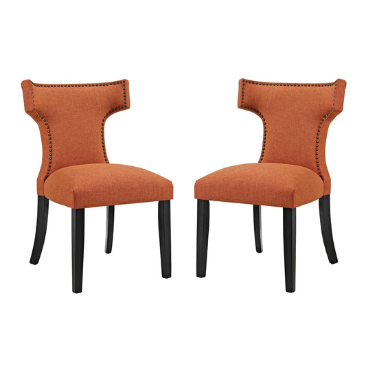 Vela Fabric Dining Chair Set of 2, Orange