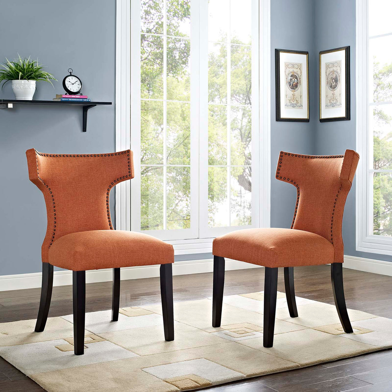 Vela Fabric Dining Chair Set of 2, Orange