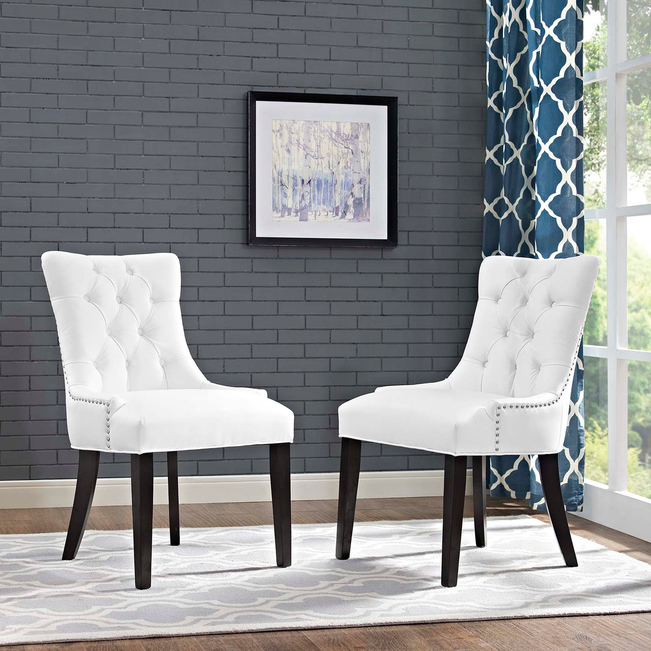 Cavell Eco-Leather Dining Chair Set of 2, White