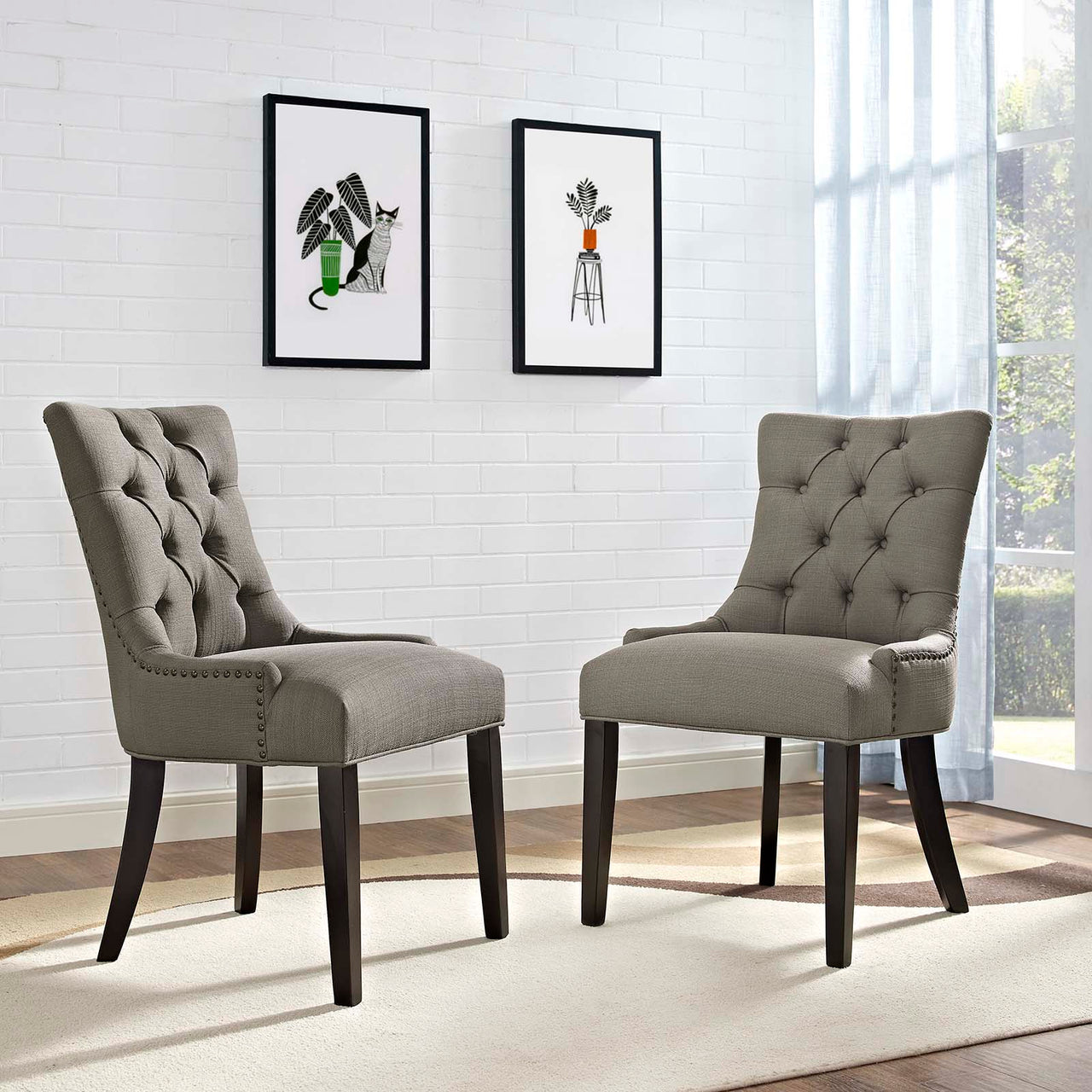 Cavell Fabric Dining Chair Set of 2, Granite