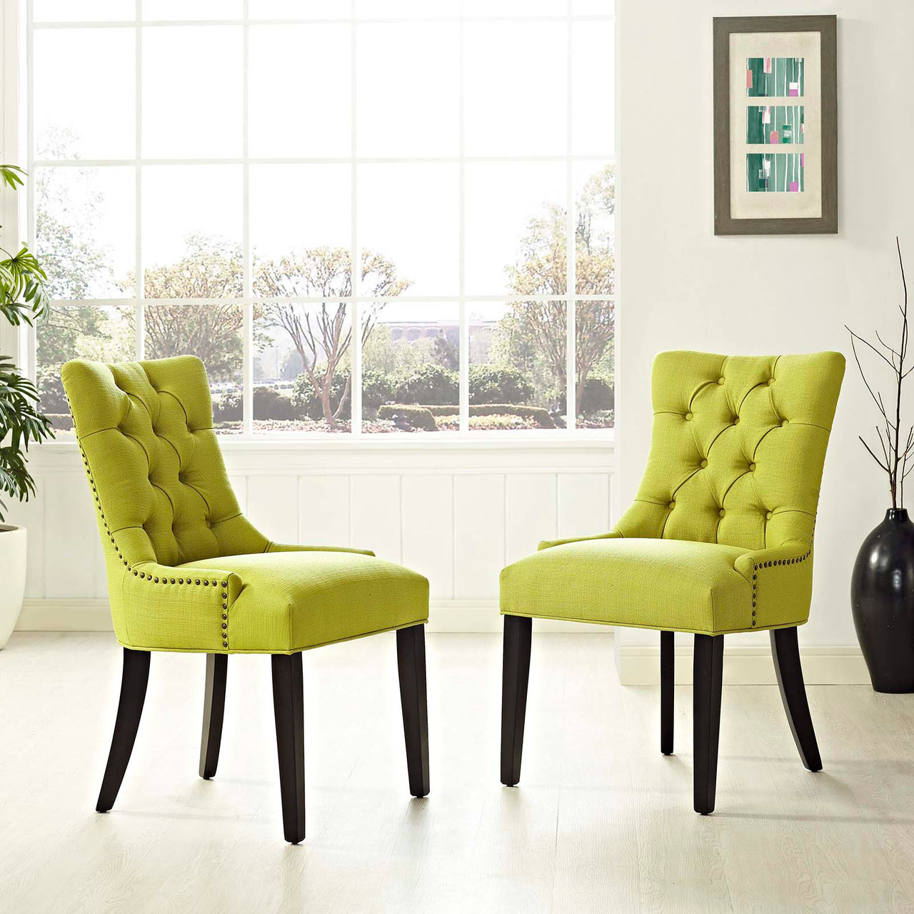 Cavell Fabric Dining Chair Set of 2, Chartreuse