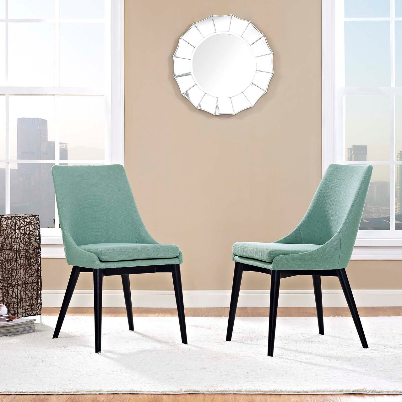 Viremont Woven Dining Chair Set of 2, Aqua Green