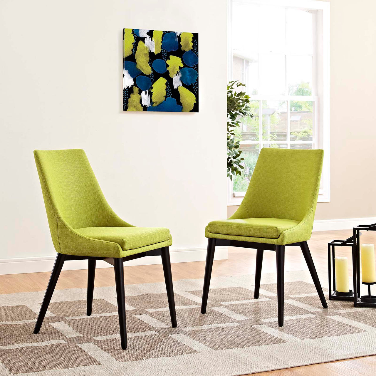 Viremont Woven Dining Chair Set of 2, Chartreuse