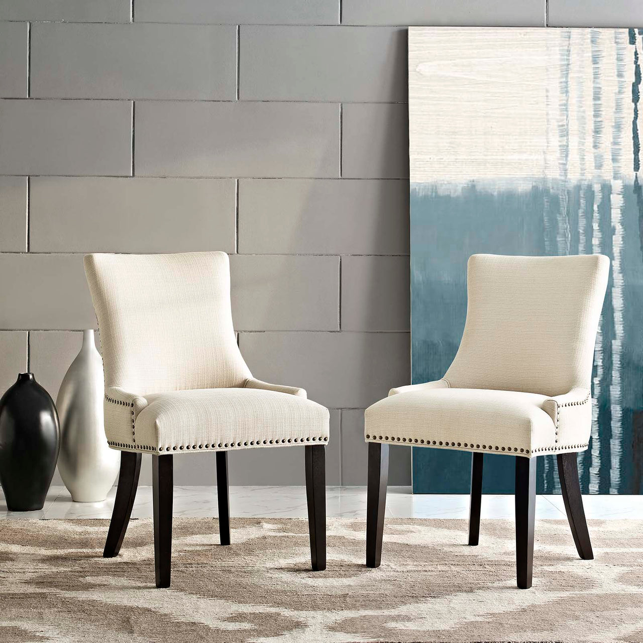 Marvelle Upholstered Dining Chair Set of 2, Beige