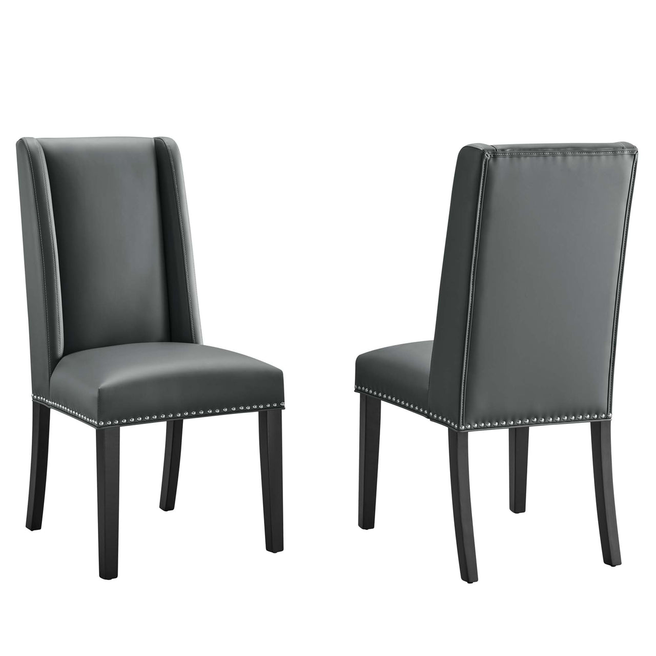 Bellare Eco-Leather Dining Chair Set of 2, Gray