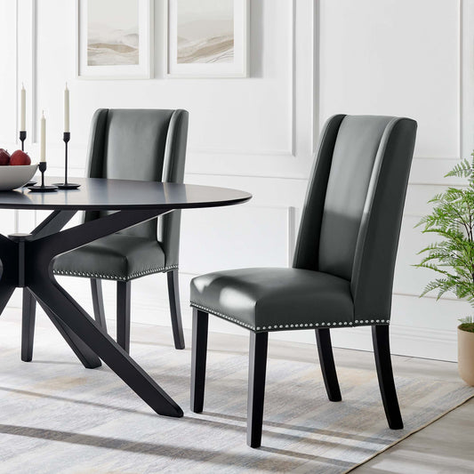 Bellare Eco-Leather Dining Chair Set of 2, Gray