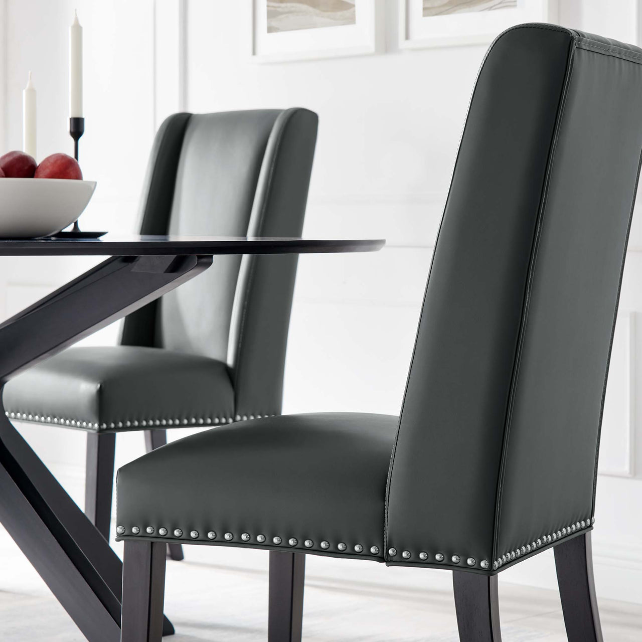 Bellare Eco-Leather Dining Chair Set of 2, Gray