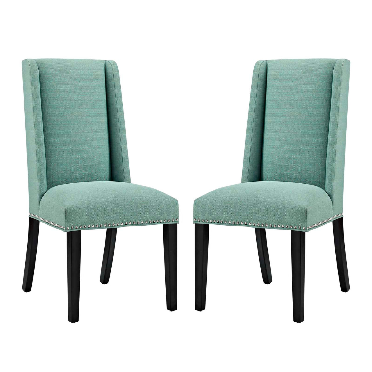 Bellare Fabric Dining Chair Set of 2, Aqua Green