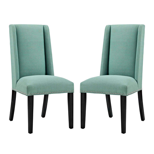 Bellare Fabric Dining Chair Set of 2, Aqua Green