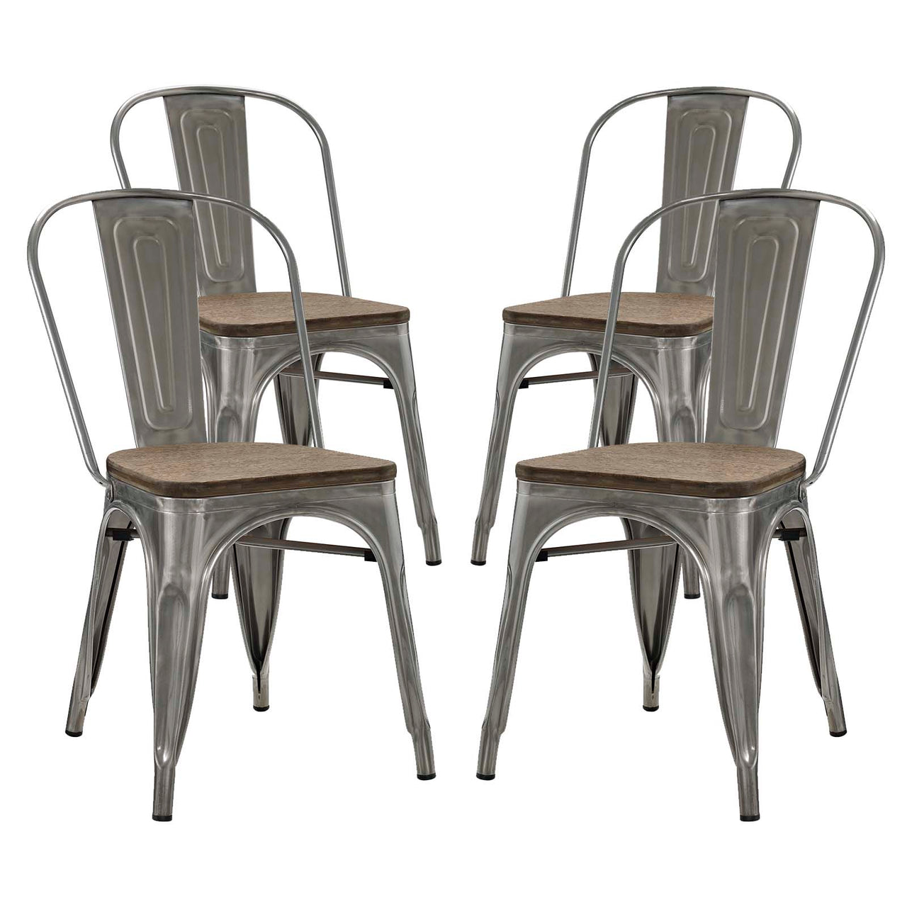 Vintage Flair Dining Chair Set of 4, GunMetal