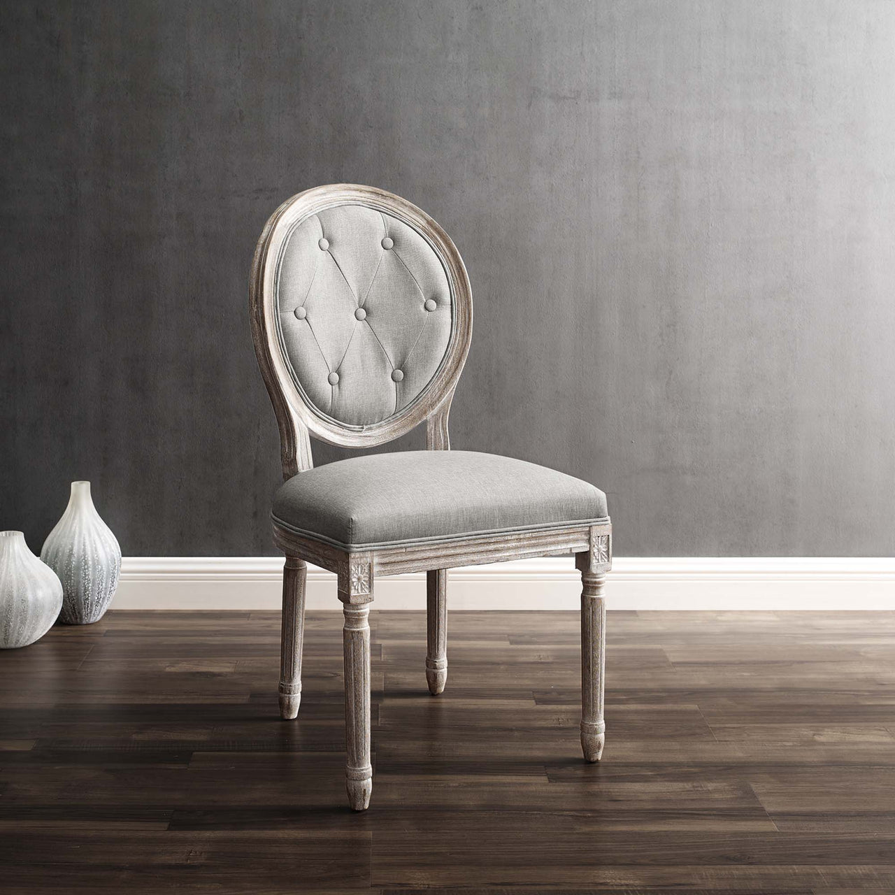 Genevre Upholstered Dining Chair, Light Gray