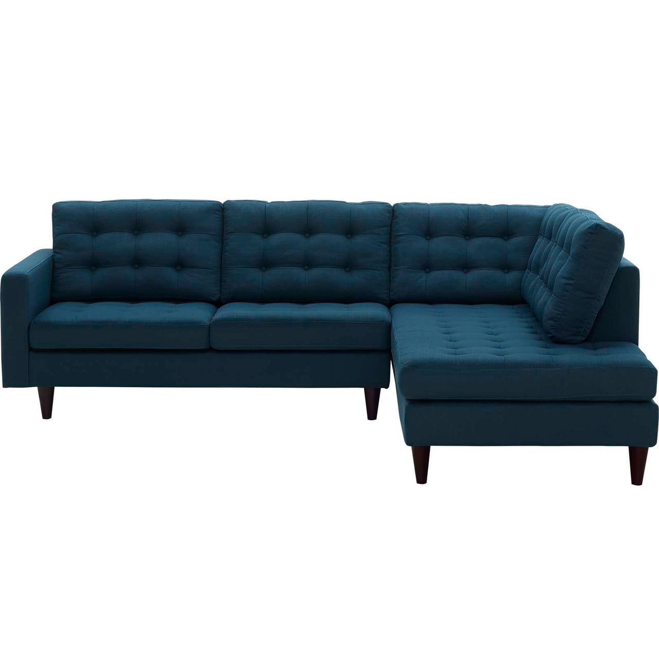 Dynasty 2-Piece Fabric Right Facing Bumper Sectional, Azure