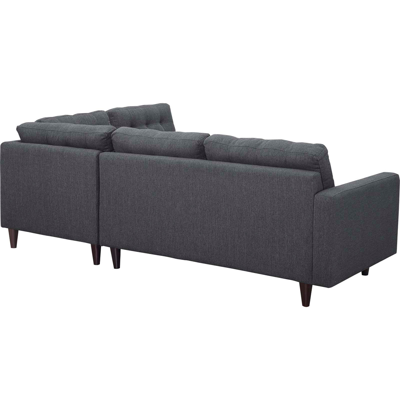Dynasty 2-Piece Fabric Right Facing Bumper Sectional, Gray