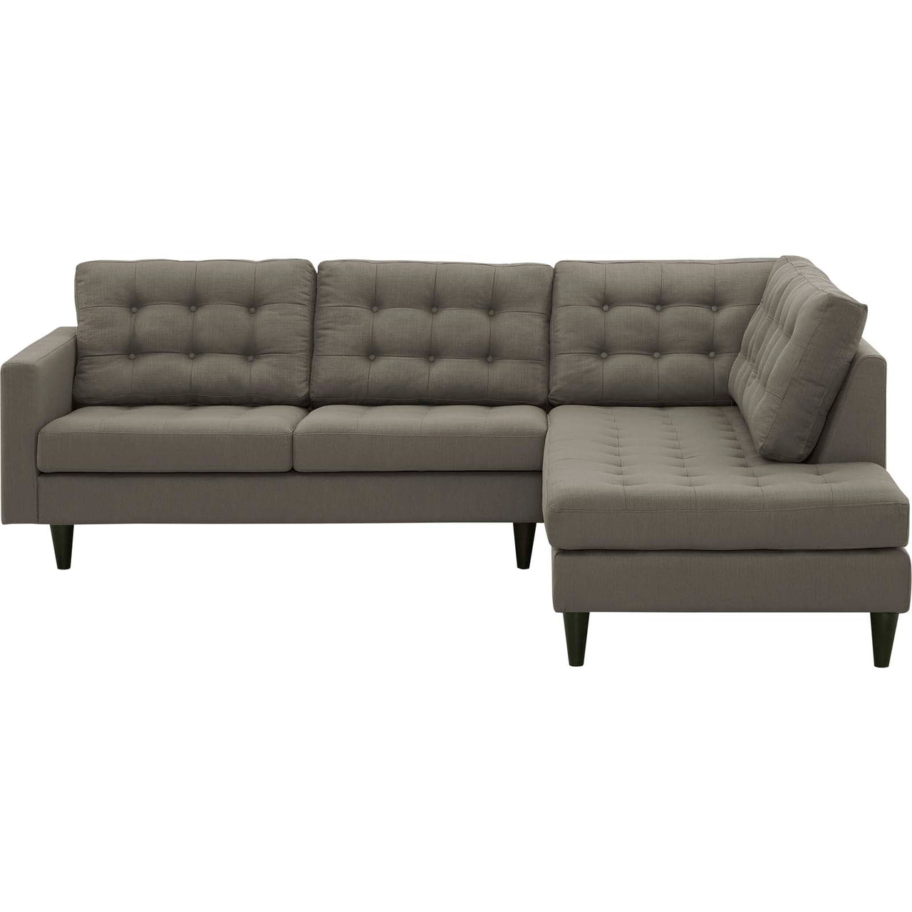 Dynasty 2-Piece Fabric Right Facing Bumper Sectional, Granite