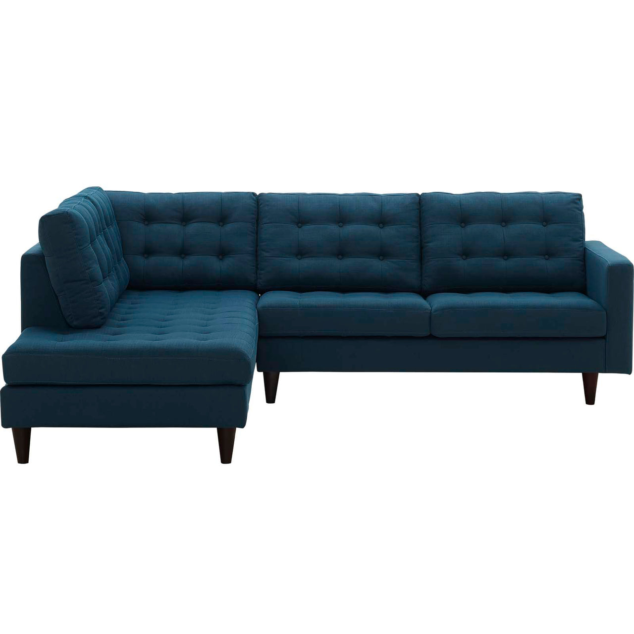 Dynasty 2-Piece Fabric Left Facing Bumper Sectional, Azure