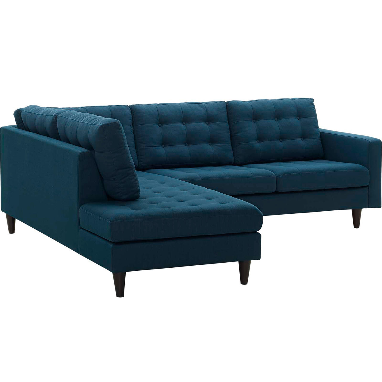 Dynasty 2-Piece Fabric Left Facing Bumper Sectional, Azure