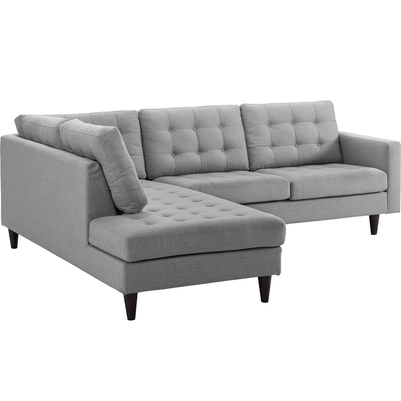 Dynasty 2-Piece Fabric Left Facing Bumper Sectional, Light Gray