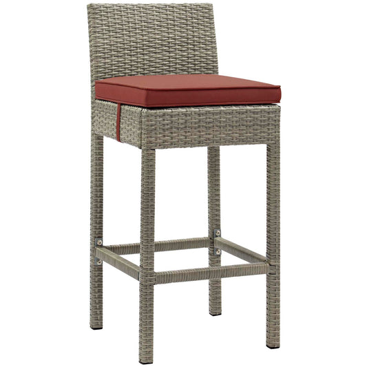 Condura Alfresco Woven Bar Stool, Light Gray & Currant