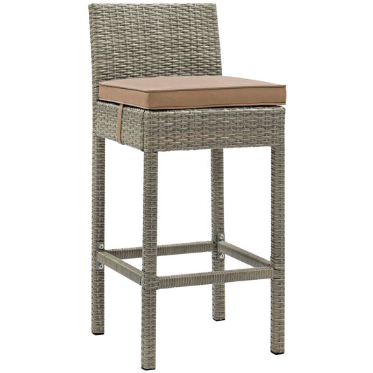 Condura Alfresco Woven Bar Stool, Light Gray & Mocha