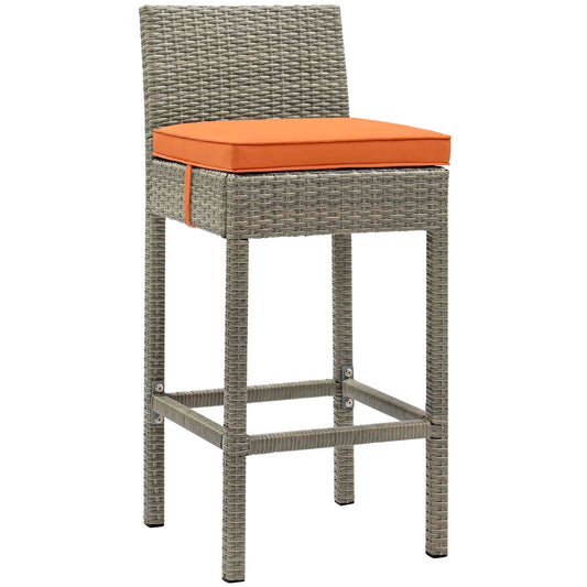 Condura Alfresco Woven Bar Stool, Light Gray & Orange