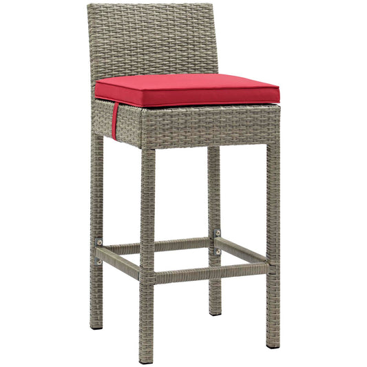 Condura Alfresco Woven Bar Stool, Light Gray & Red