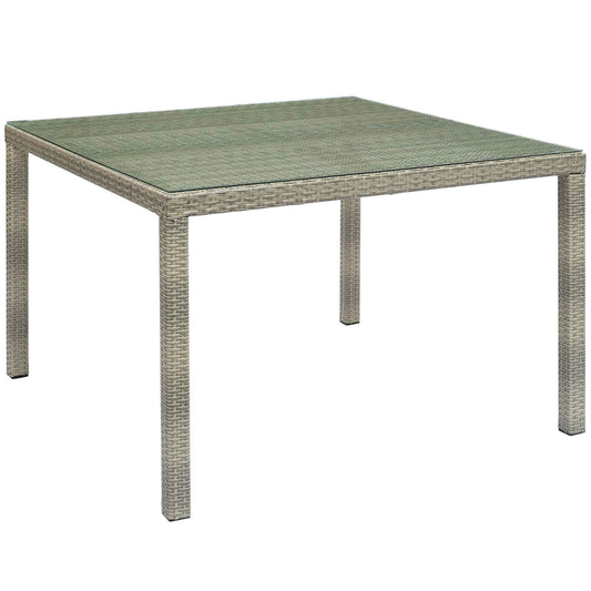 Condura 47" Square Alfresco Woven Dining Table, Light Gray