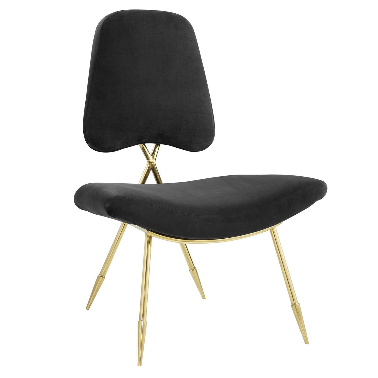 Direction Velvet Lounge Chair, Black