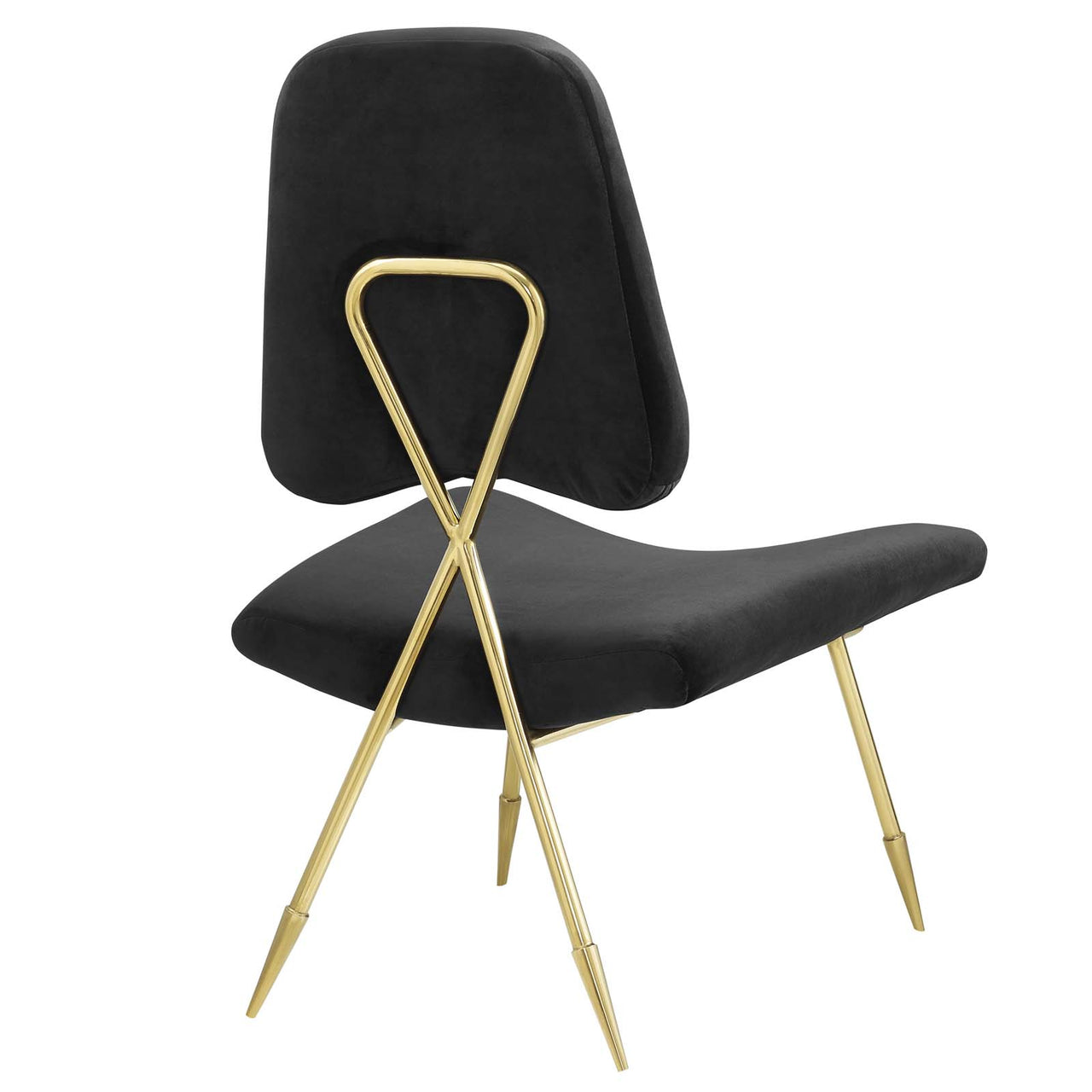 Direction Velvet Lounge Chair, Black