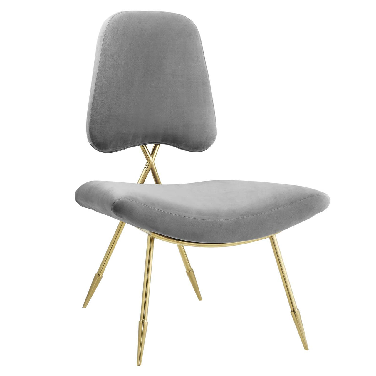 Direction Velvet Lounge Chair, Gray