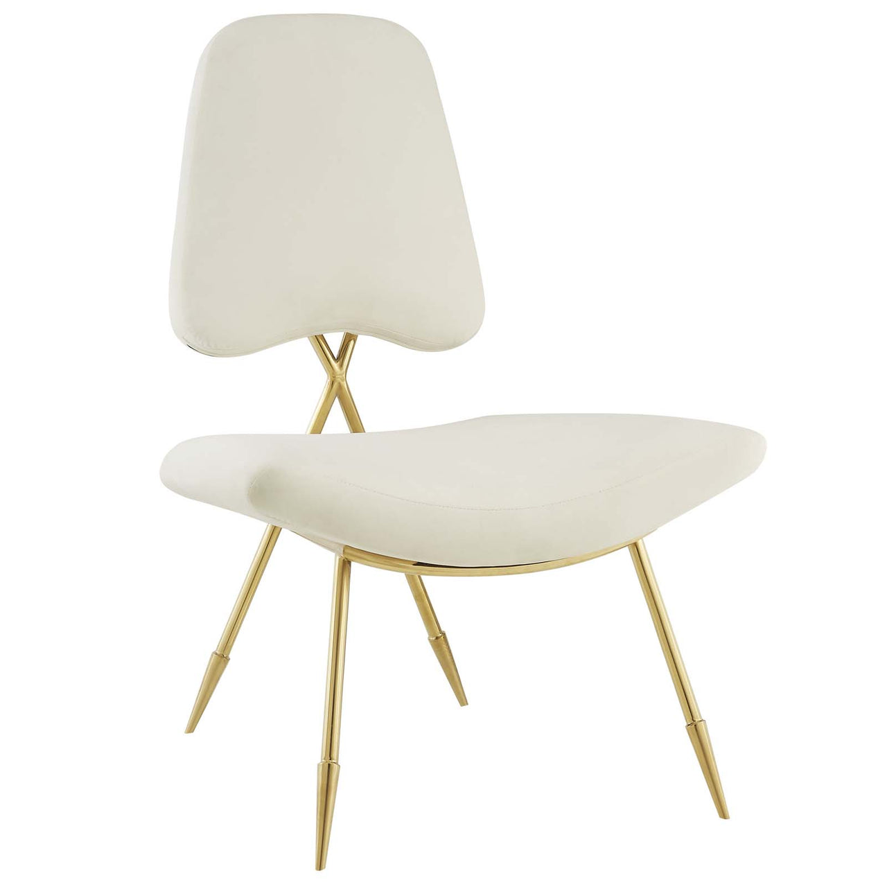 Direction Velvet Lounge Chair, Ivory