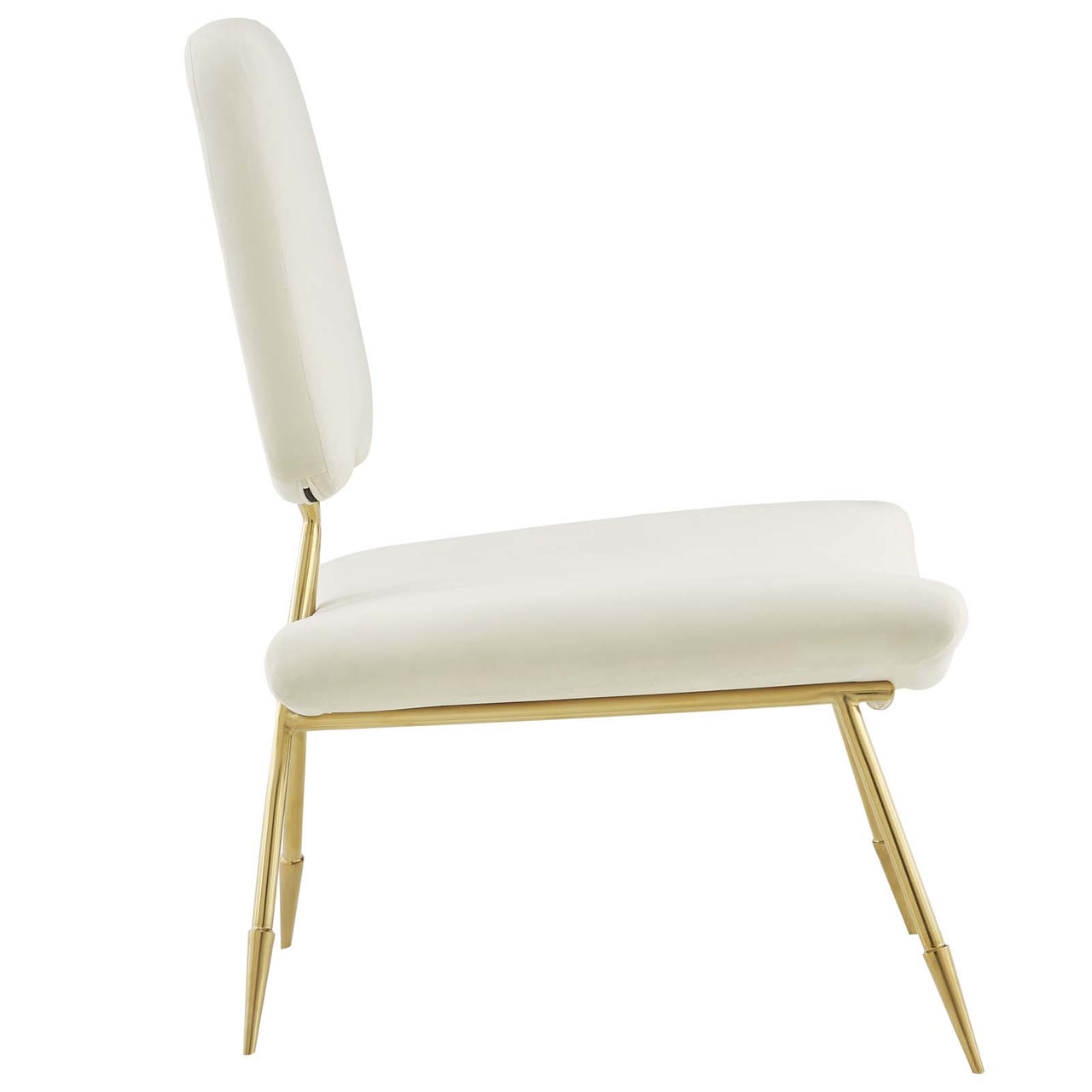 Direction Velvet Lounge Chair, Ivory