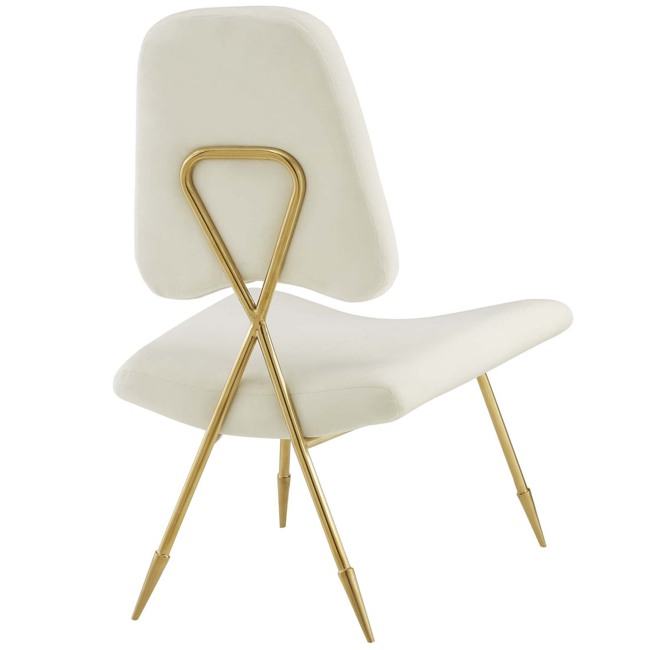 Direction Velvet Lounge Chair, Ivory
