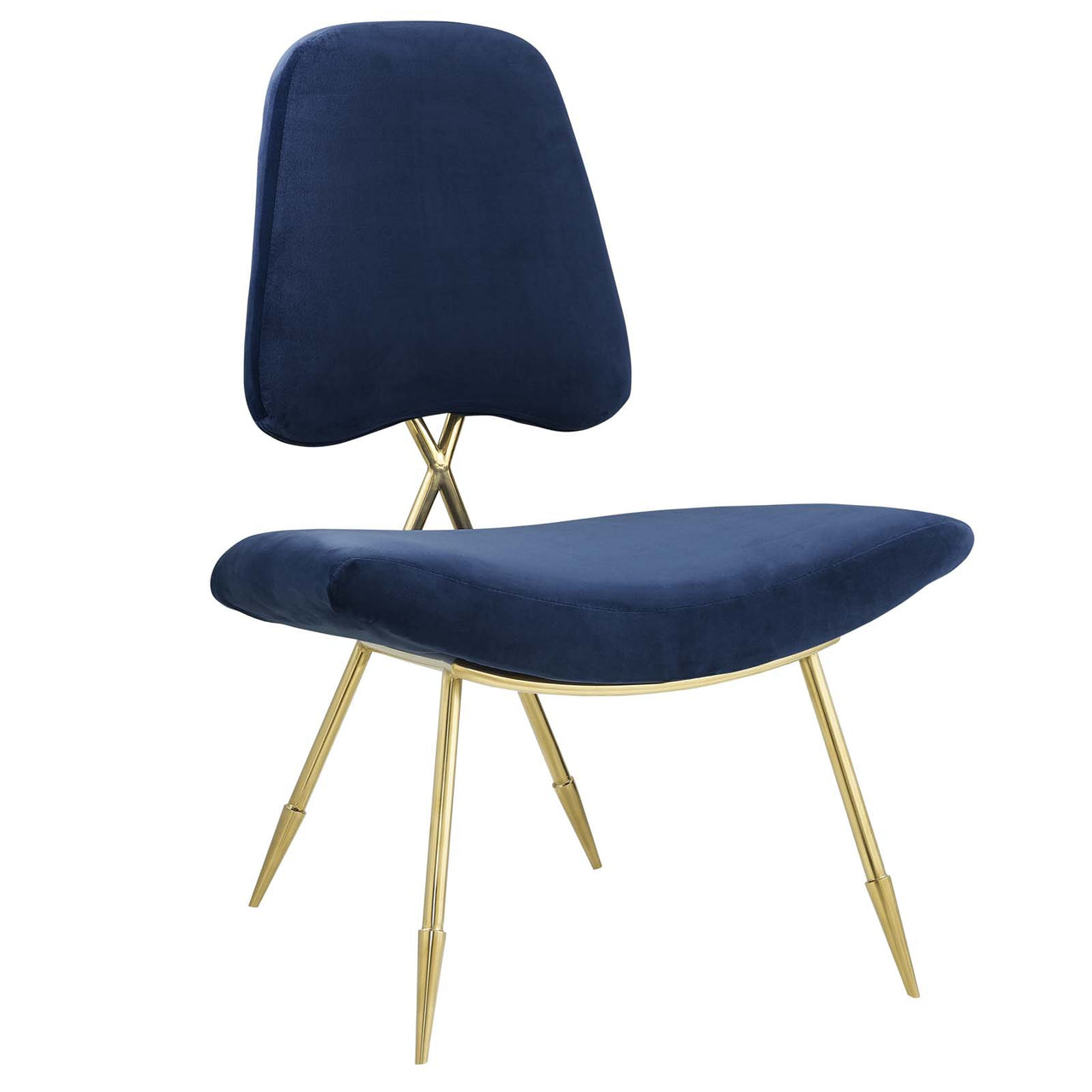 Direction Velvet Lounge Chair, Navy