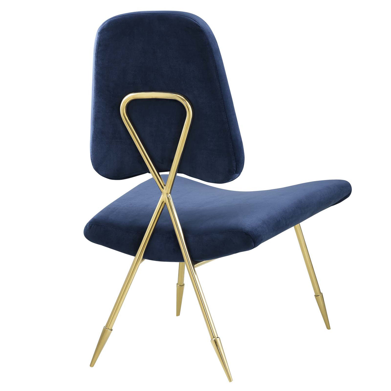Direction Velvet Lounge Chair, Navy