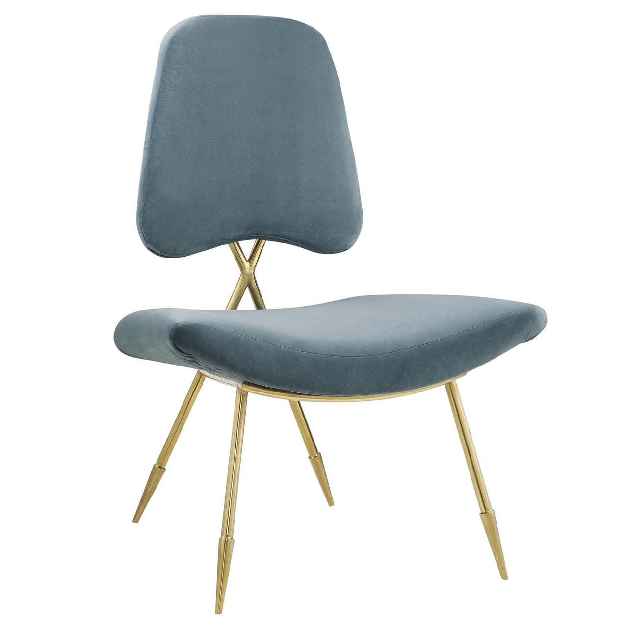 Direction Velvet Lounge Chair, Caspian Blue